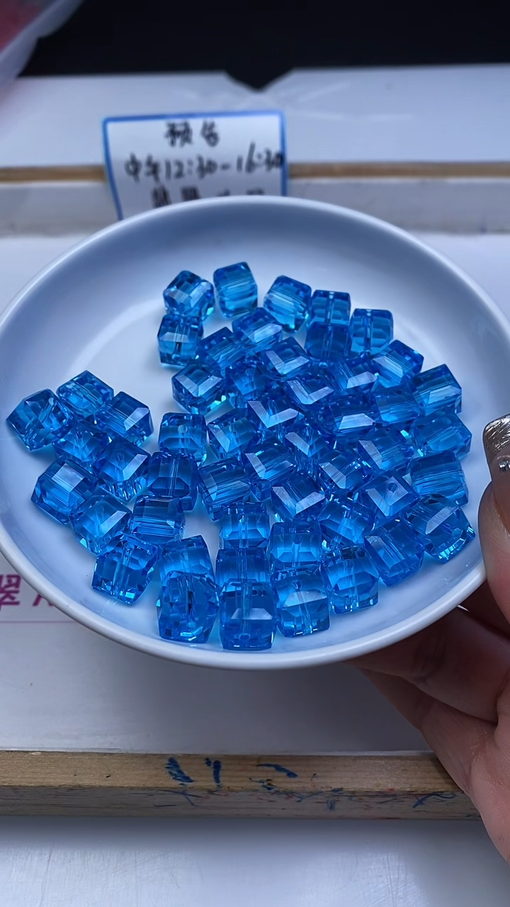 未镶嵌散珠碧玺E158 帕蓝碧玺方糖12mm10颗9.9元