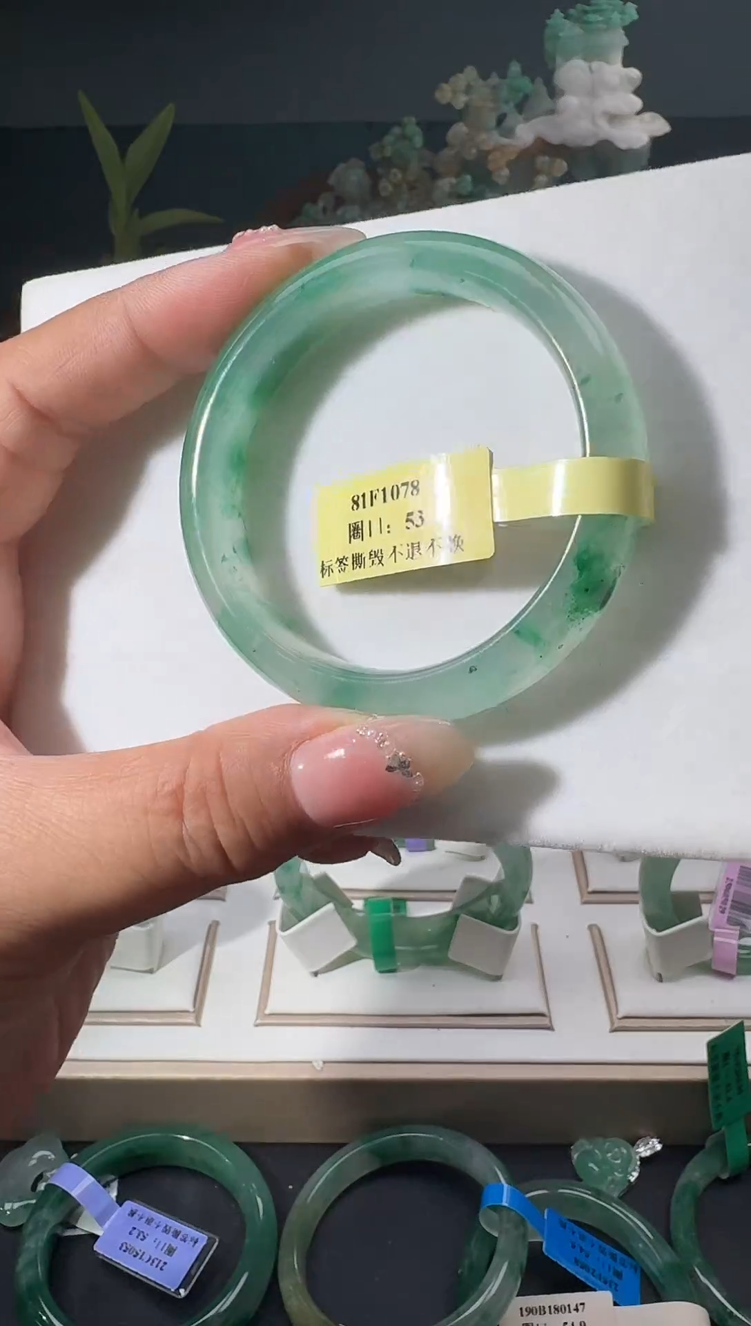 未镶嵌手镯石英质玉（非洲翠）手镯