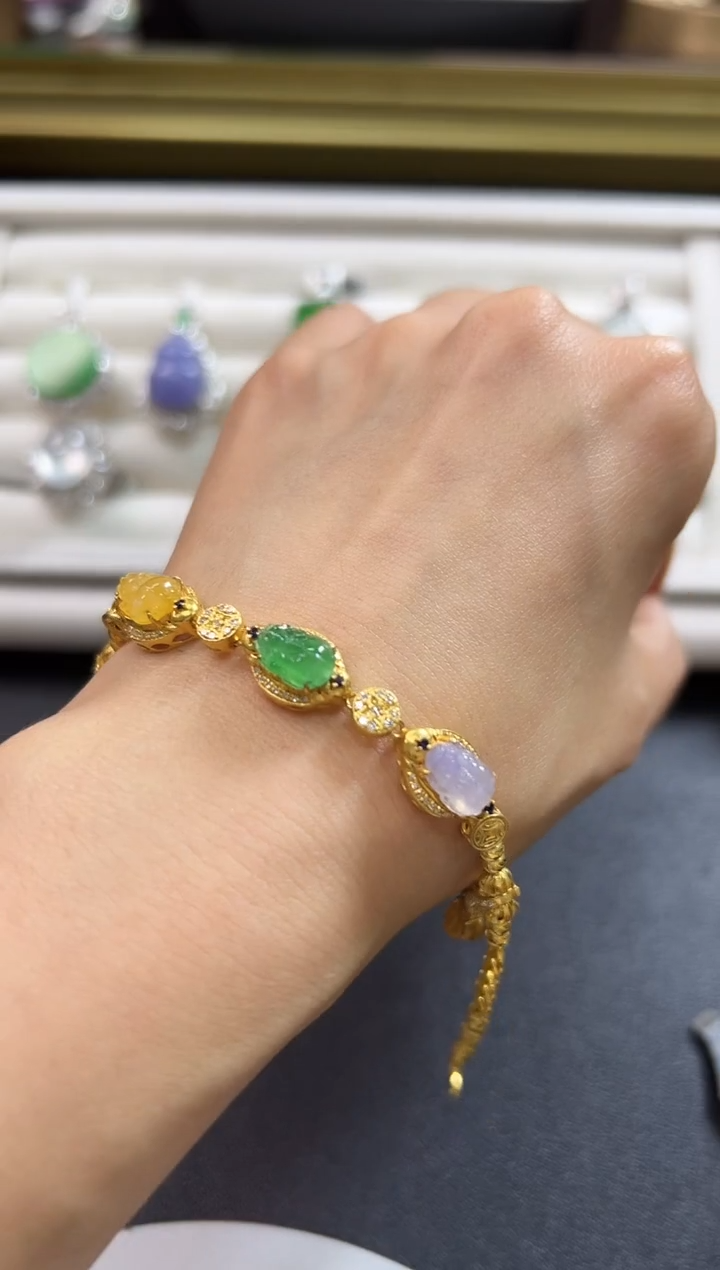 18K金镶嵌手链翡翠KRR1212-013