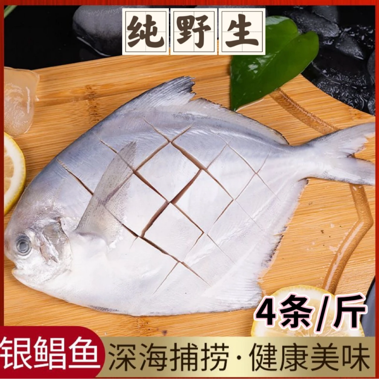 大号新鲜海捕银鲳鱼 刺少肉嫩  速冻发货 （每包4条）