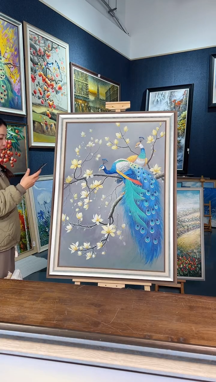【闪购商品】油画27号 70*100 孔雀-手绘油画