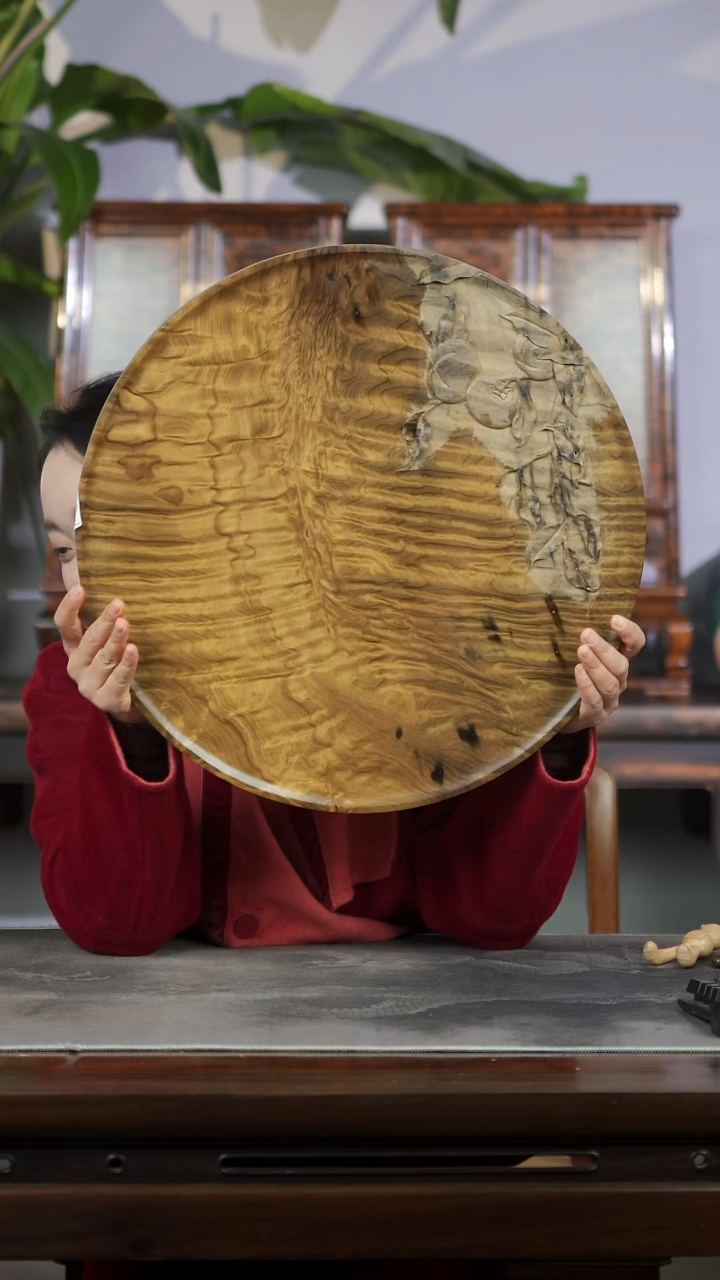 金丝楠满水波柿柿如意茶盘463