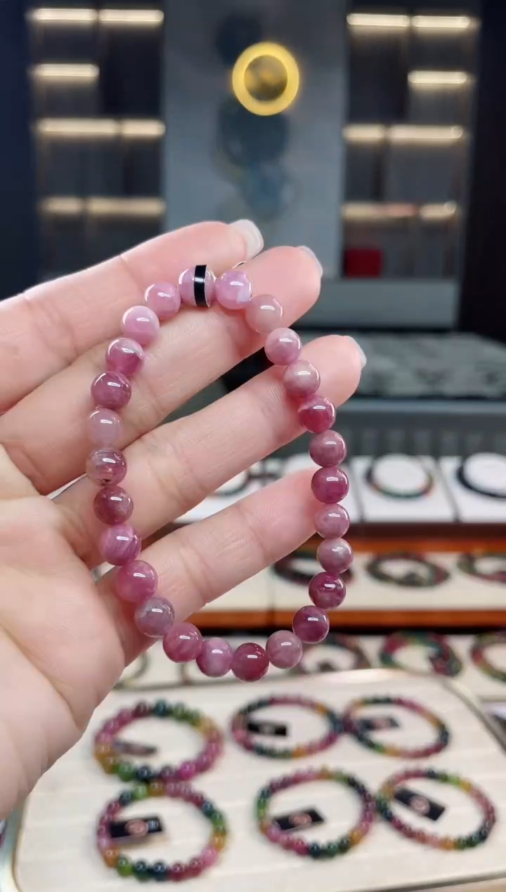 未镶嵌老矿碧玺单圈手串7mm+碧玺多样性发一条T