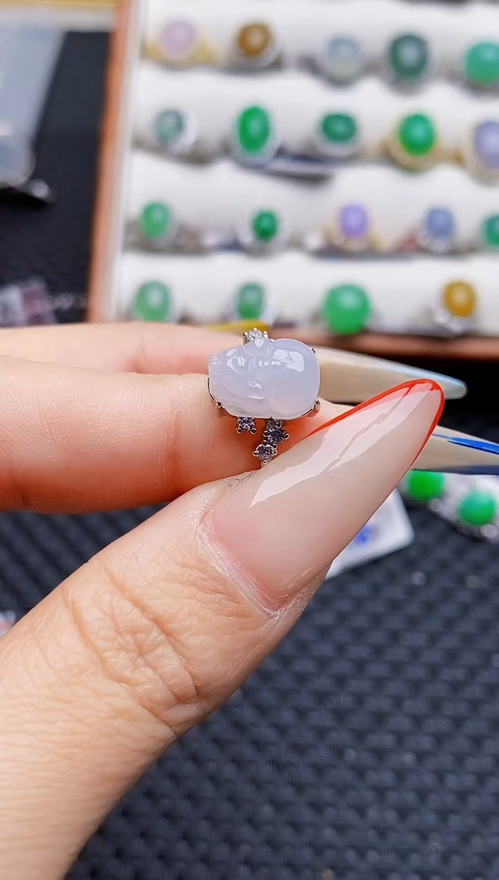 银S925镶嵌戒指翡翠6762