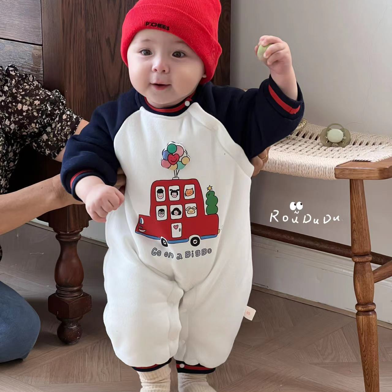 C44甜尔酱时尚韩版童装【RDDDM09泡车印花棉爬】