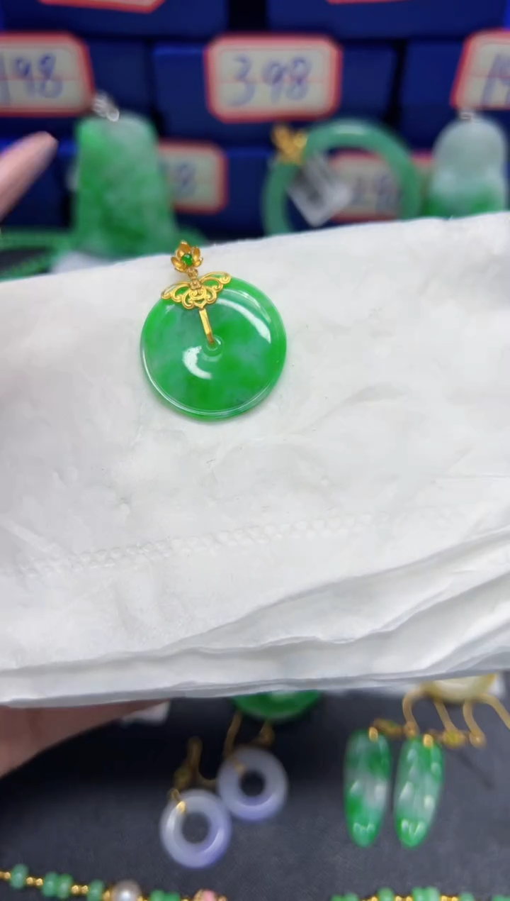 【闪购商品】翡翠颈饰18K金镶嵌Y缅料A货/支持复检/一件