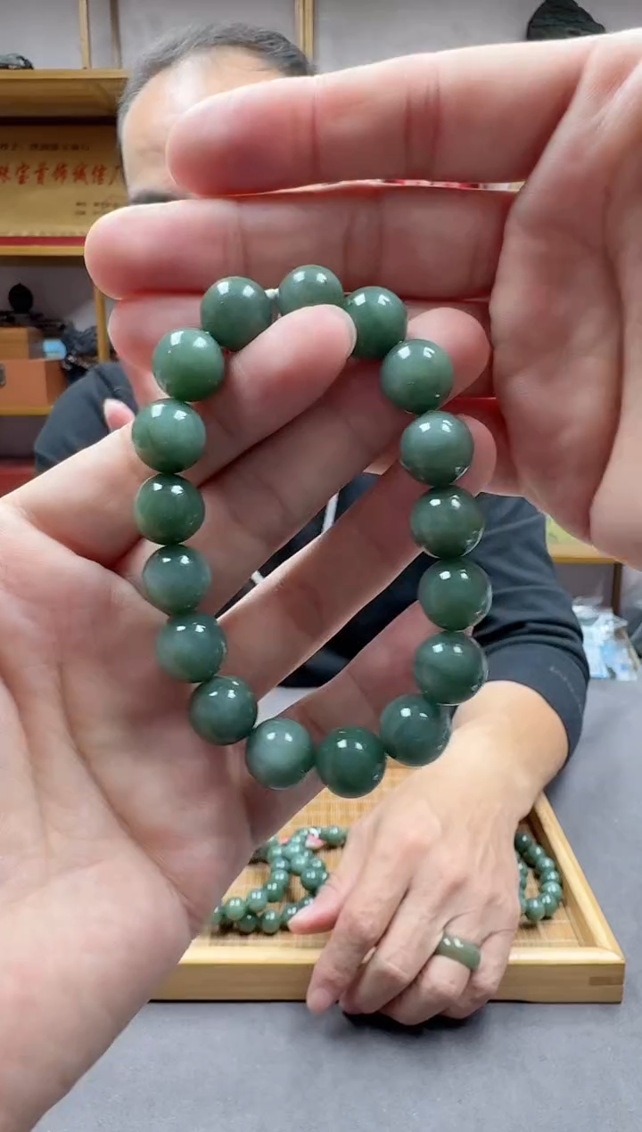 未镶嵌手链和田玉12俄瓷蓝