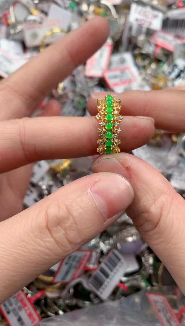 银S925镶嵌戒指翡翠888---3