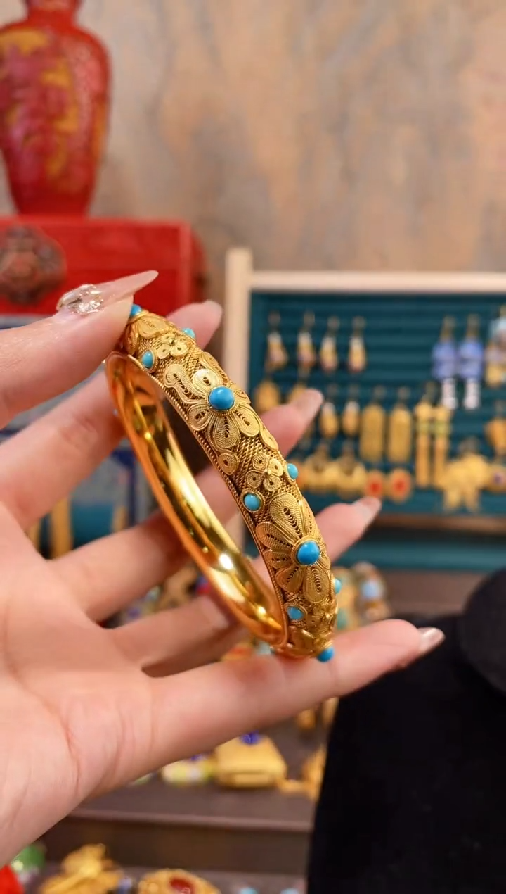 【闪购商品】非遗绝技花丝镶嵌镯子