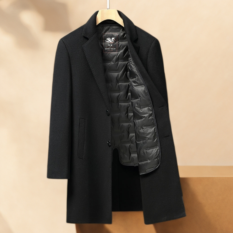 大码加肥冬季男士加肥加大码长款商务休闲可脱卸羊毛内胆长款大衣