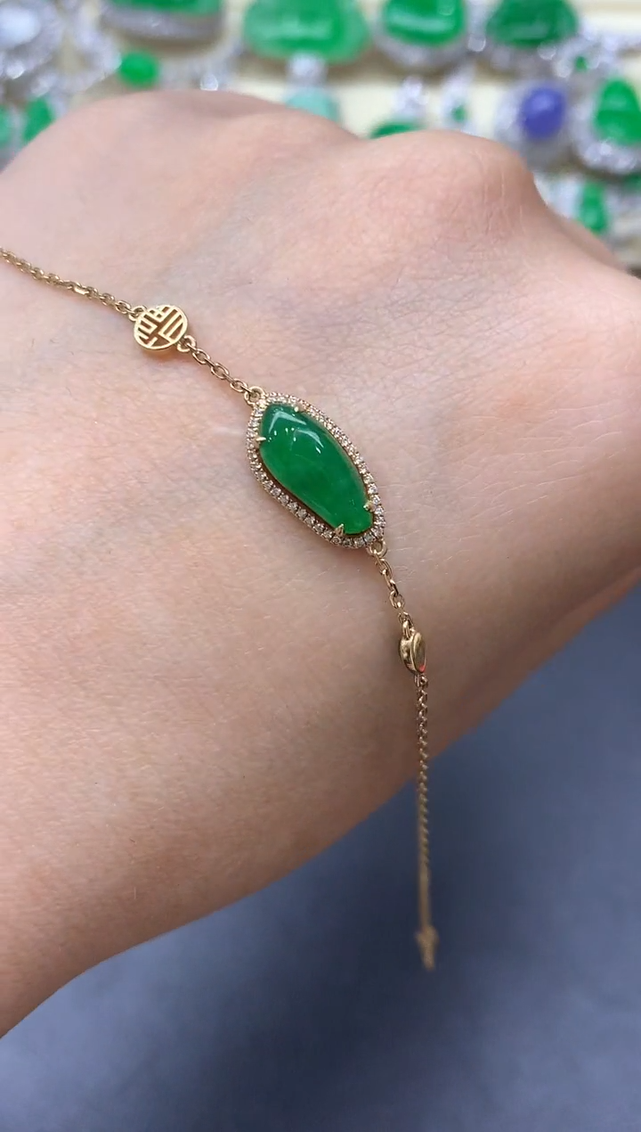 18K金镶嵌手链翡翠455-中国好珍宝