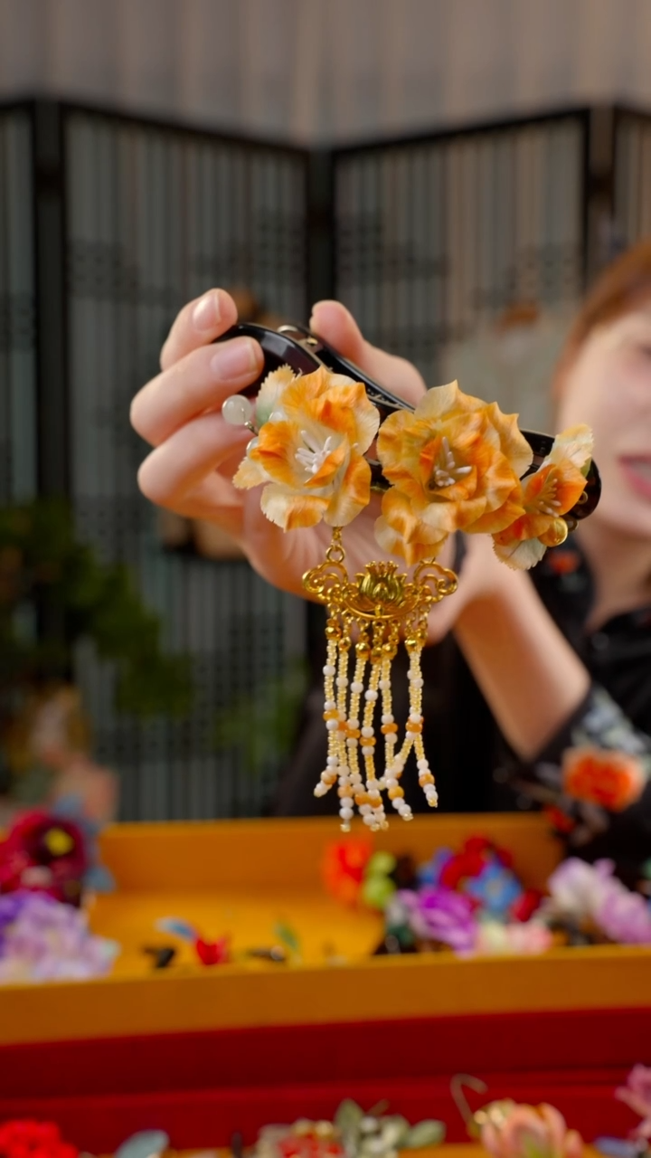 刺绣非遗苏绣绒花