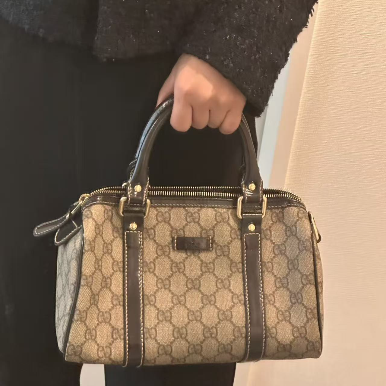 95新 GUCCI/古驰 古驰老花手提包波士顿