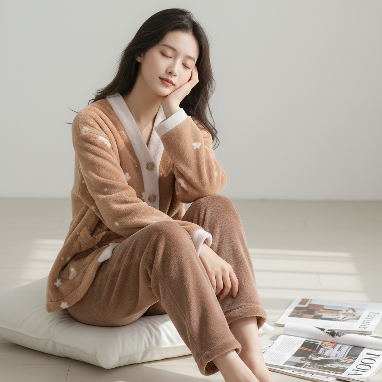 芬腾珊瑚绒睡衣女秋季加绒加厚保暖长袖长裤可外穿家居服套装新款