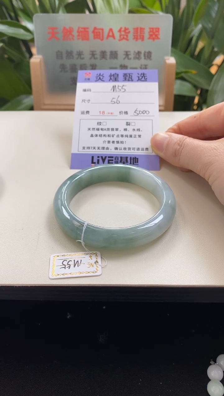 未镶嵌手镯翡翠D**离圈口56编码m55
