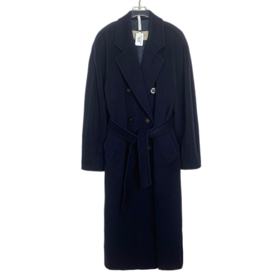 99新 MaxMara 大爆款翻领双排扣羊毛呢子大衣外套 藏蓝色 44码 CS