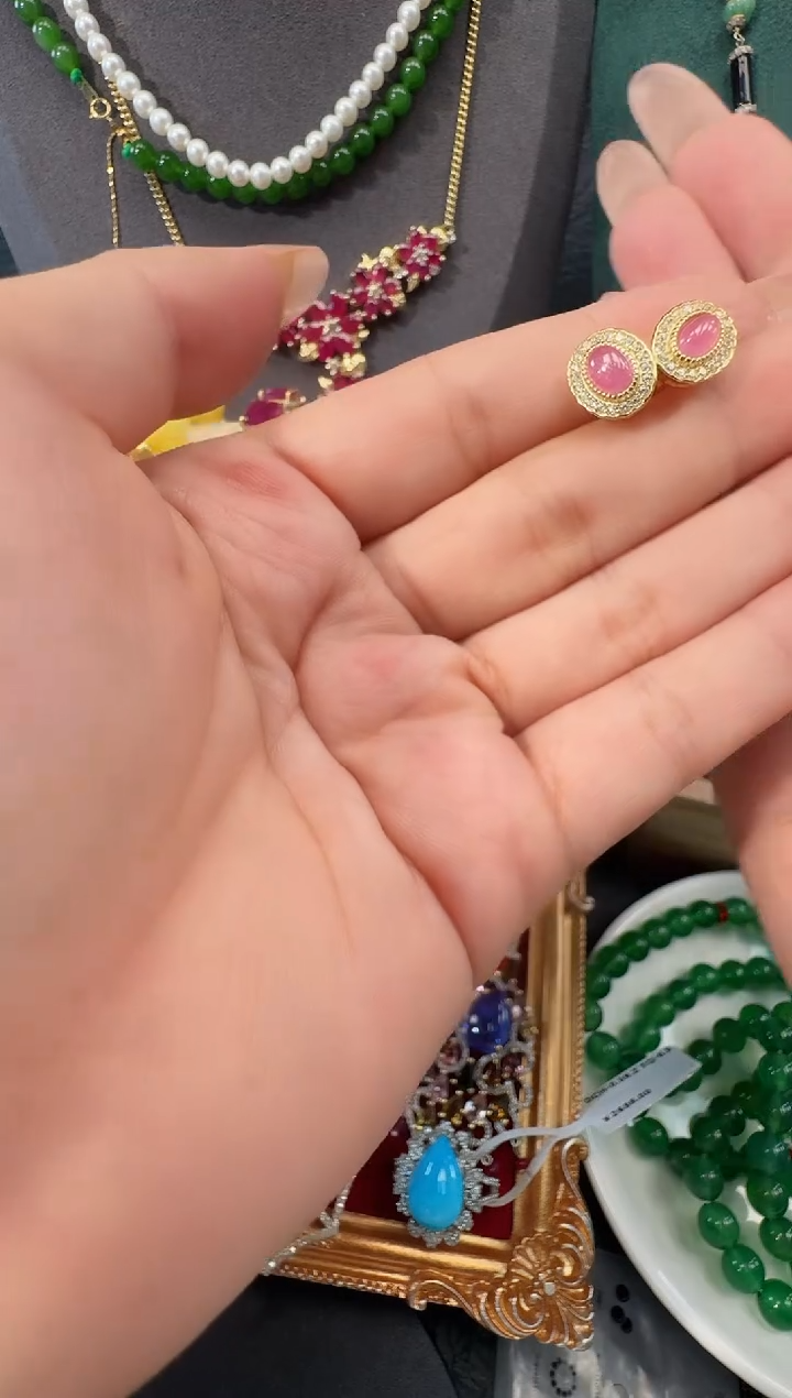 银S925镶嵌耳饰红宝石耳饰