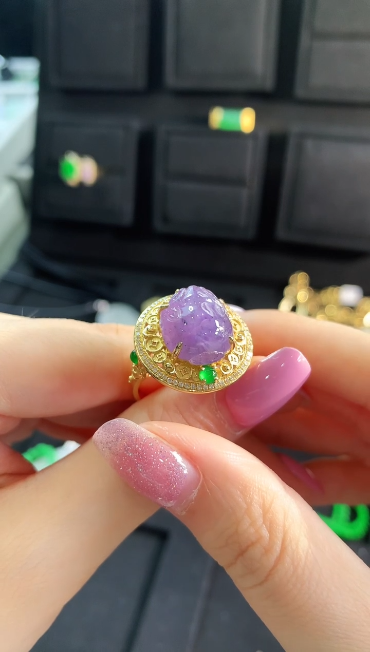 【闪购商品】翡翠戒指18K金镶嵌手饰