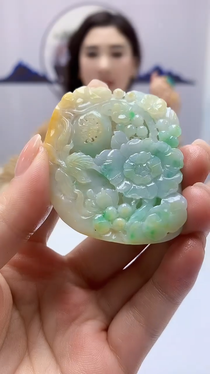 【闪购商品】定制翡翠未镶嵌4829ms-毛货挂件花鸟92