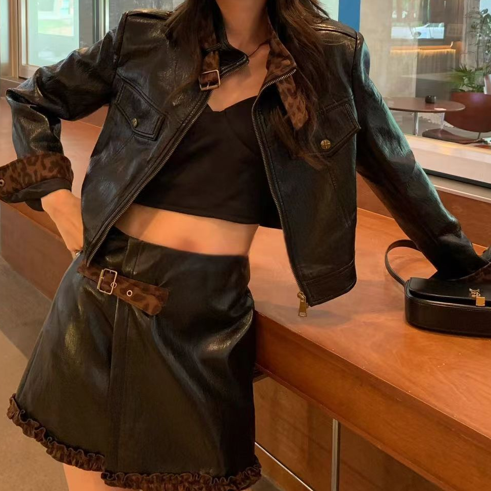 【二小姐】深圳欧货爆款预警欧美机车风皮夹克立领显精神还防风保暖