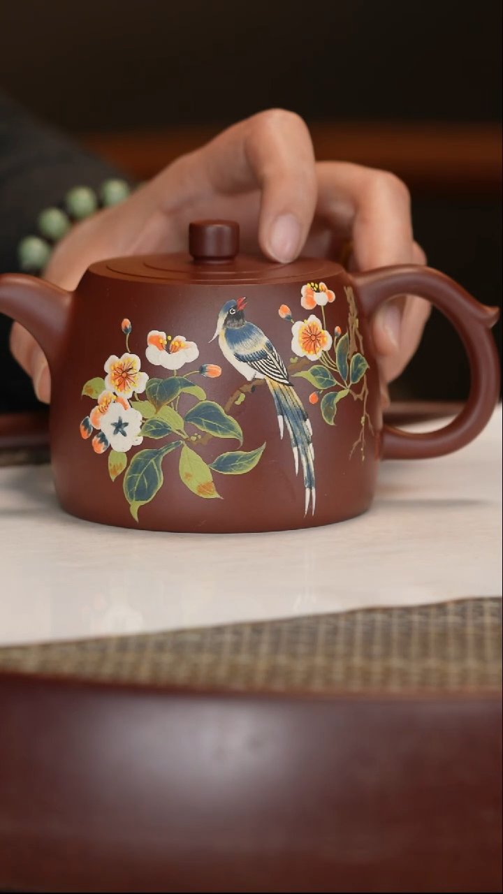 【闪购商品】紫砂茶壶龙血砂高井栏主人杯 画