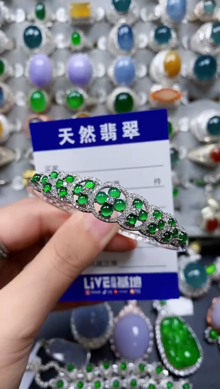 【闪购商品】翡翠手镯银S925镶嵌0176