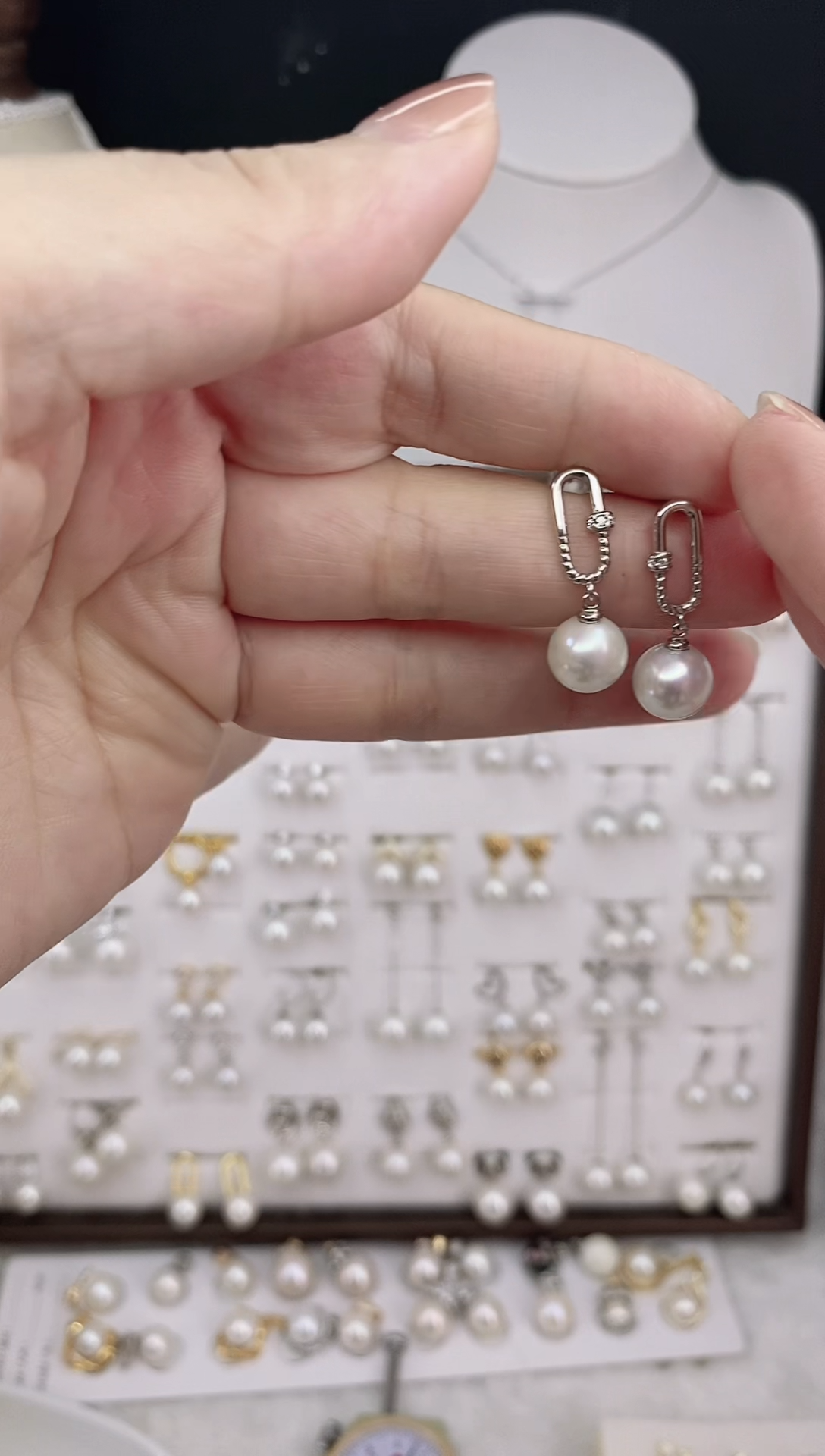 银S925镶嵌耳饰淡水珍珠瑶***y1111