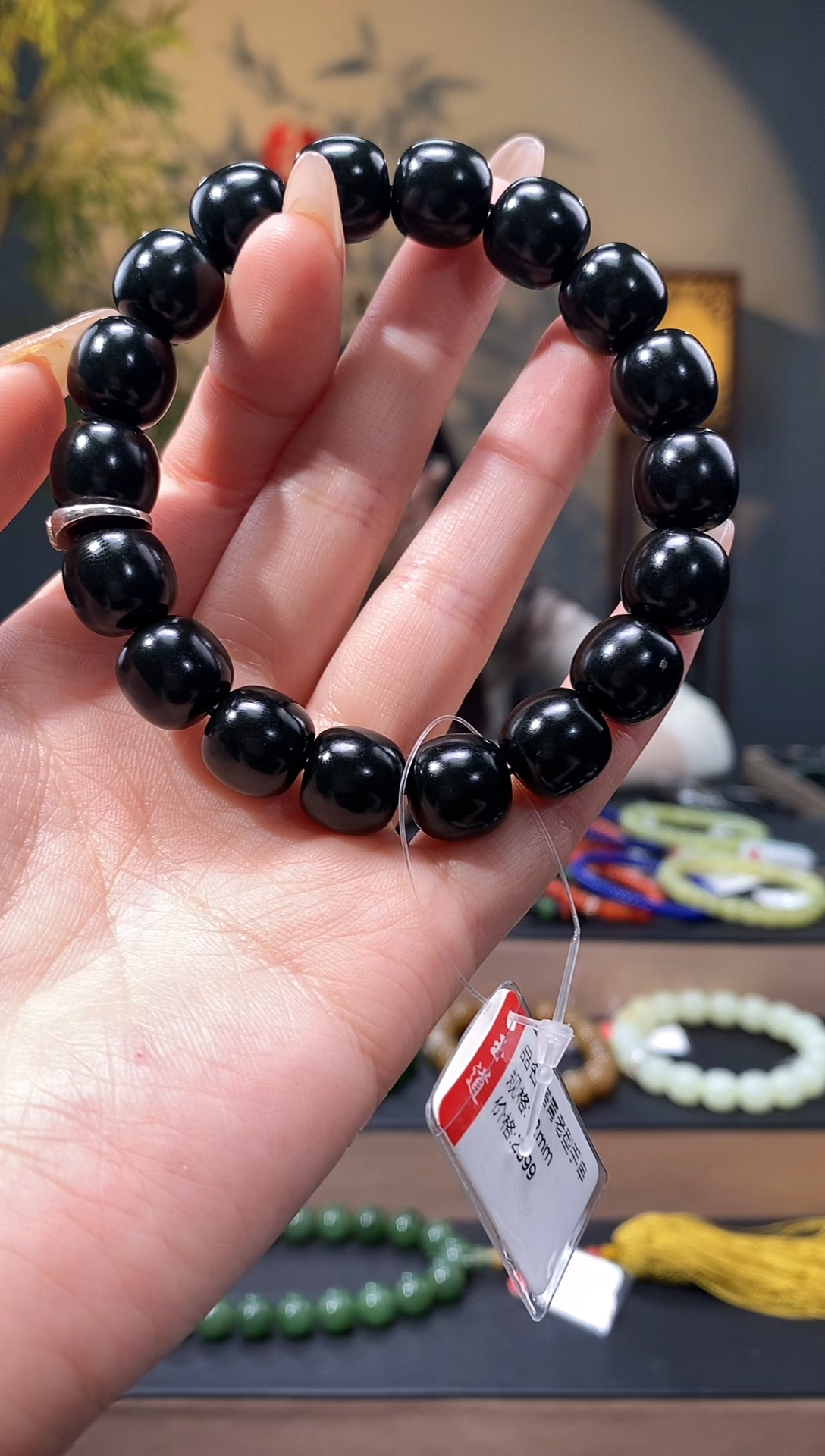 【闪购商品】和田玉-未镶嵌12mm塔青老型手串