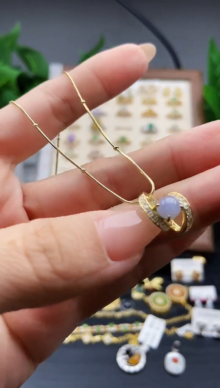 颈饰银S925镶嵌翡翠12