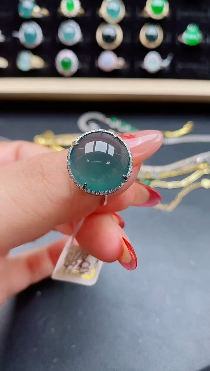 【闪购商品】翡翠戒指银S925镶嵌58550