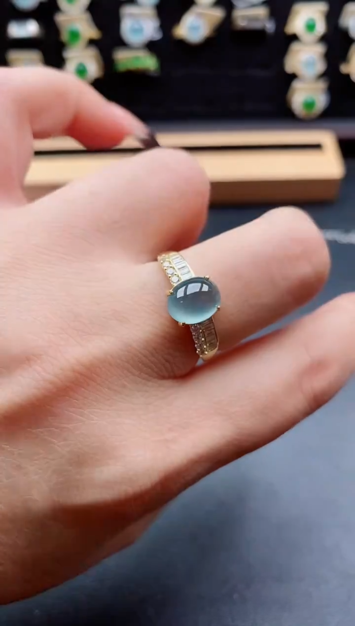 银S925镶嵌戒指翡翠1