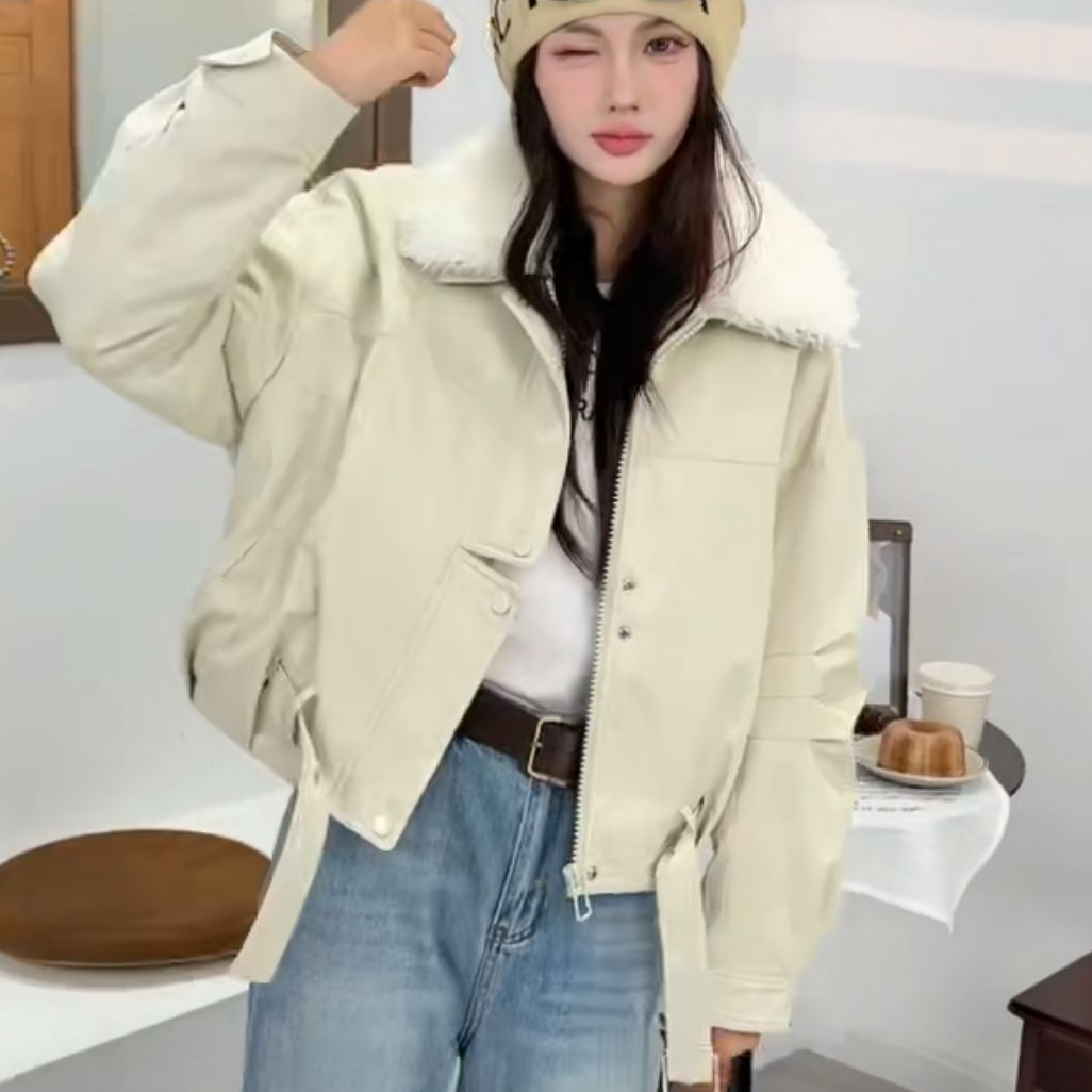 25891#秋冬百搭外套女装翻领短外套冬季气质设计师