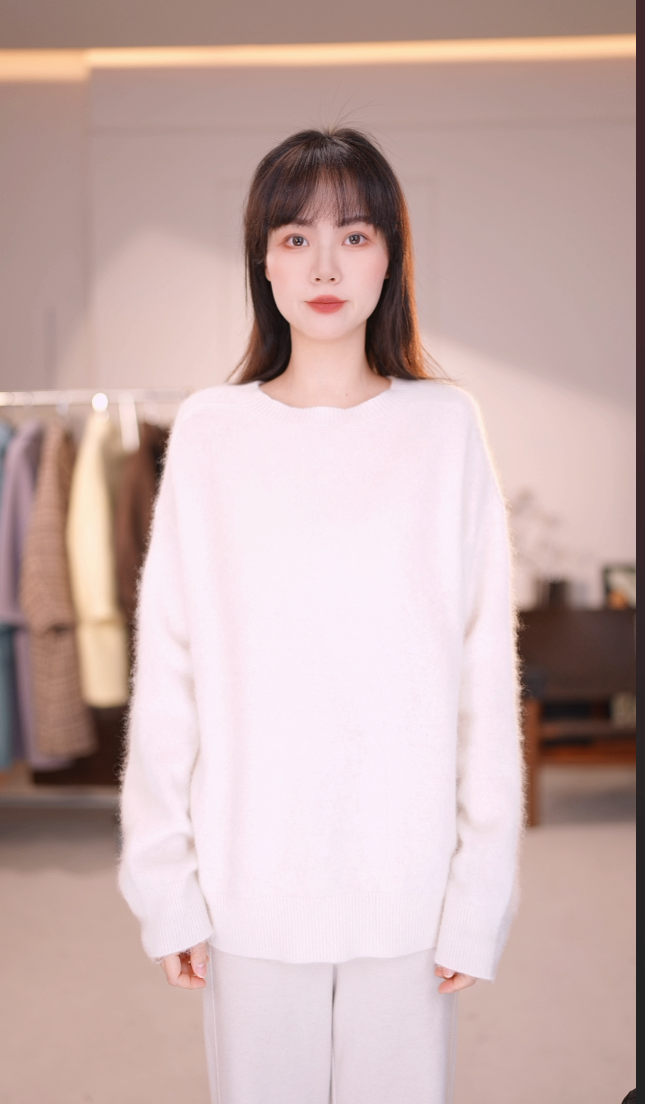 【HANHAN】羊绒羊毛拉毛慵懒松弛显瘦毛衣1009
