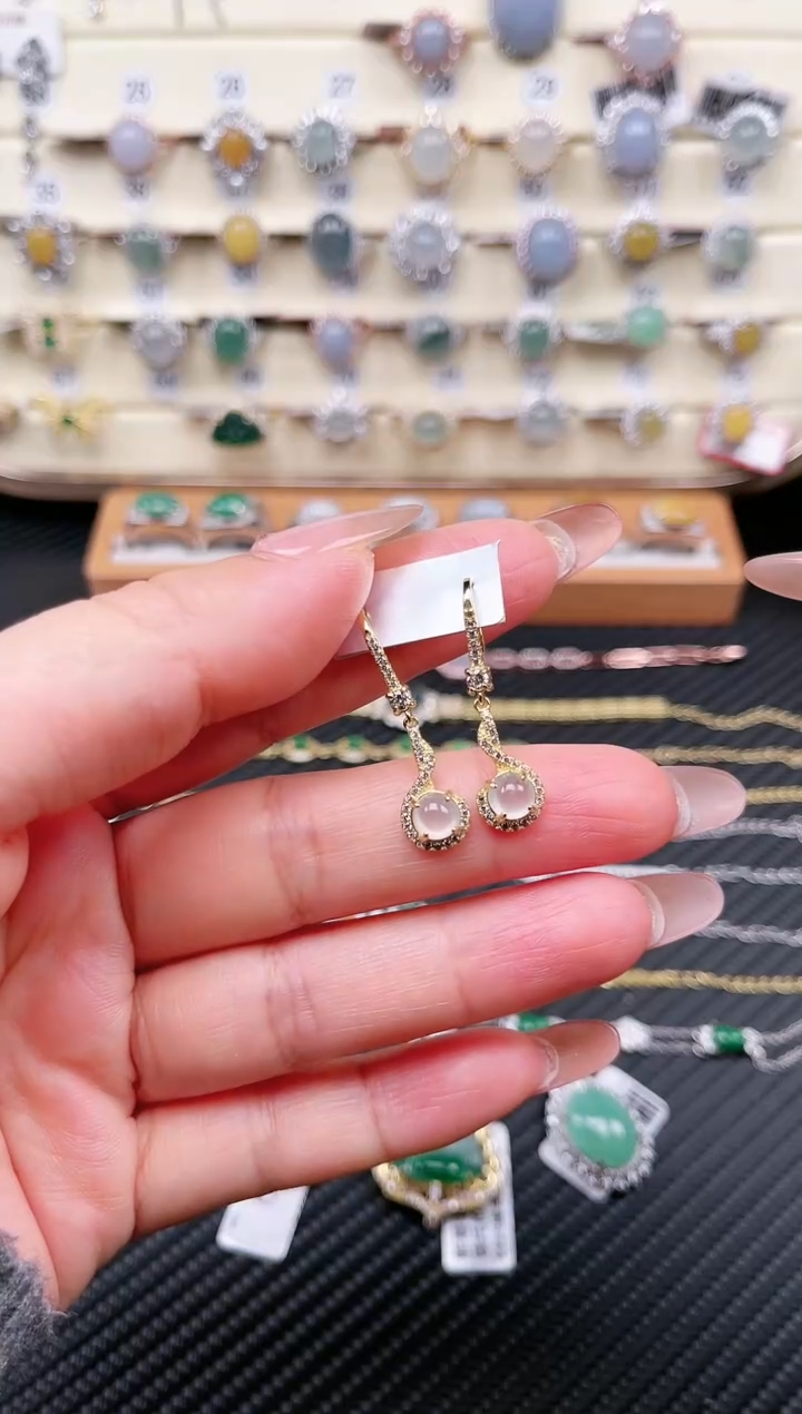 【闪购商品】翡翠耳饰银S925镶嵌耳钉11