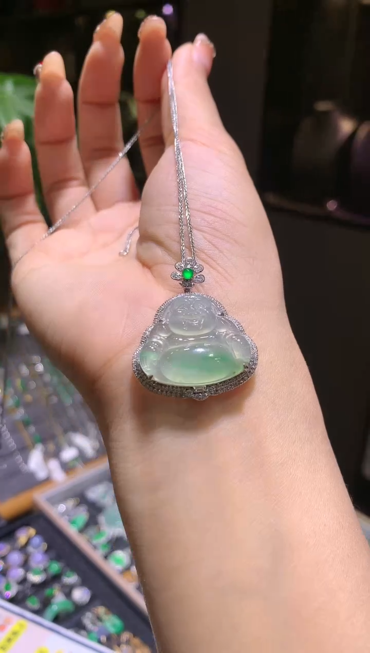 【闪购商品】翡翠吊坠(不含链)18K金镶嵌佛公