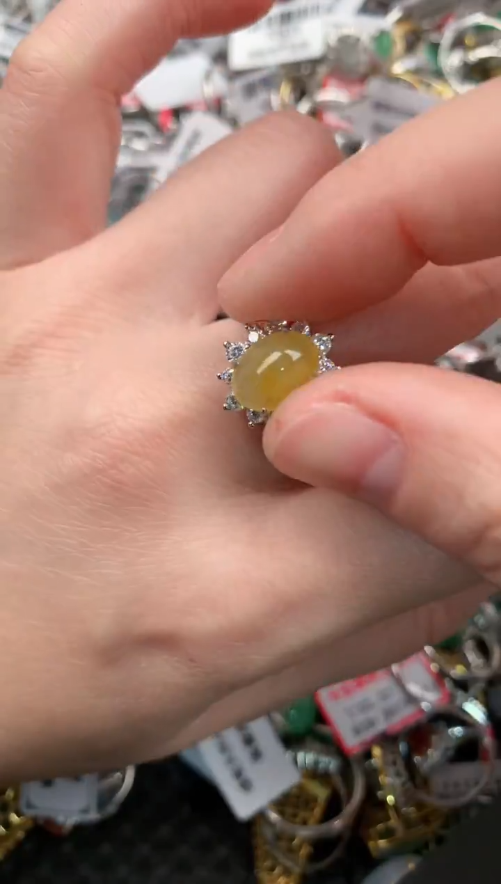 银S925镶嵌戒指翡翠444-4