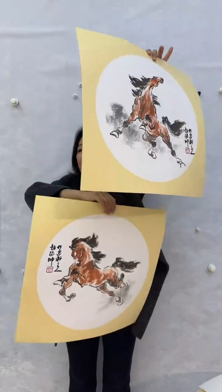 【闪购商品】纸本1炳山艺术----赵振东卡纸马绘画作品