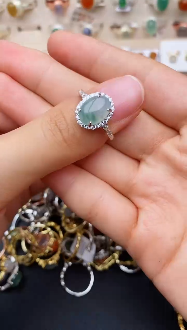 【闪购商品】翡翠戒指银S925镶嵌缅甸翡翠