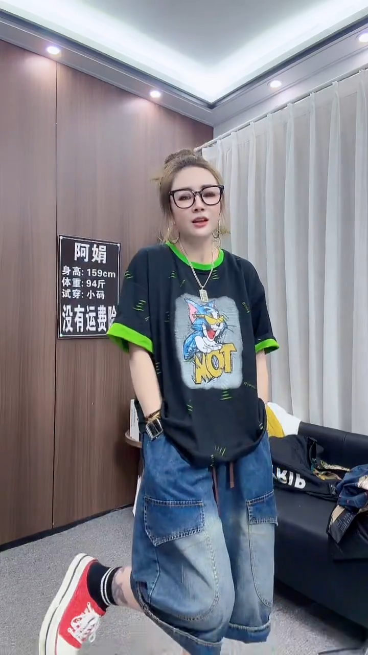 黑色猫和老鼠短袖