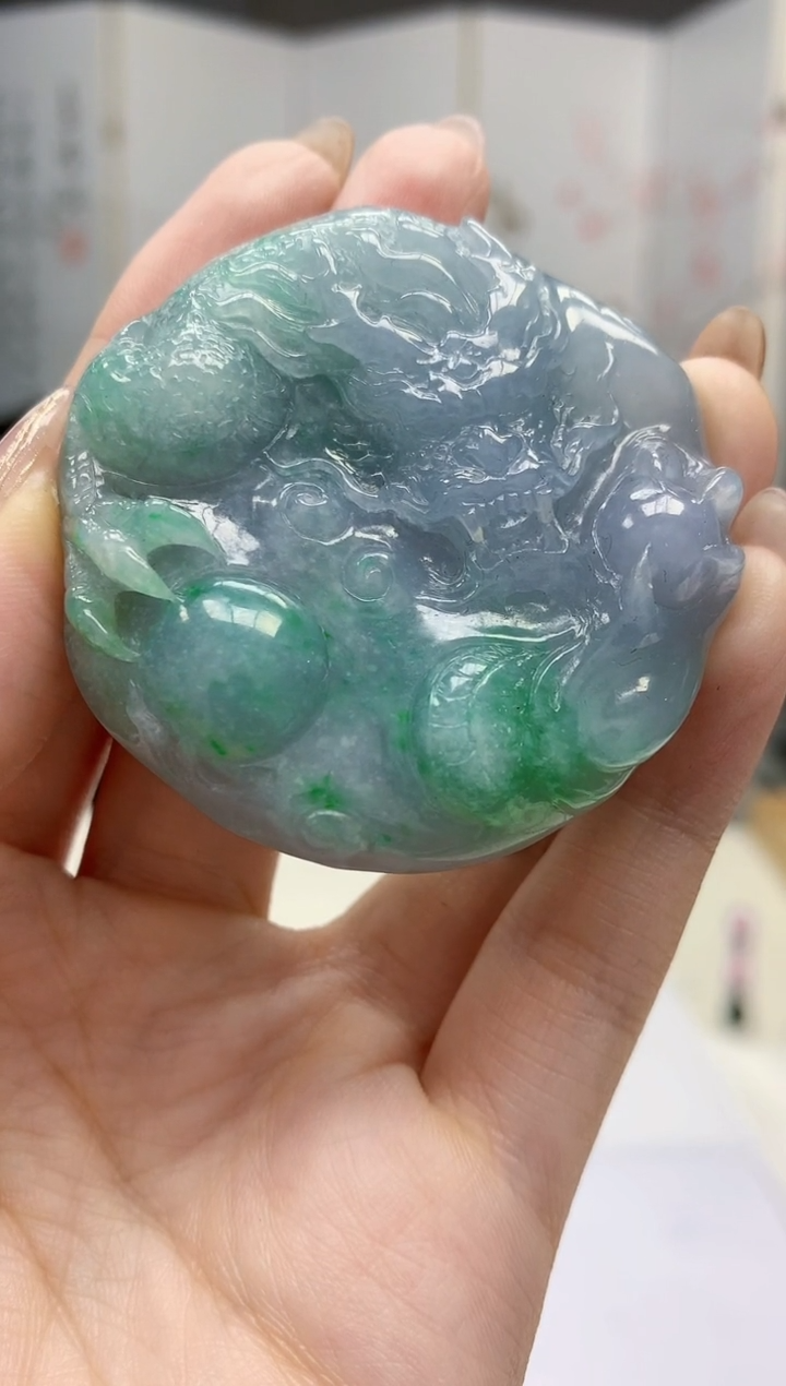 【闪购商品】定制翡翠未镶嵌1502jw-毛货挂件龙牌72