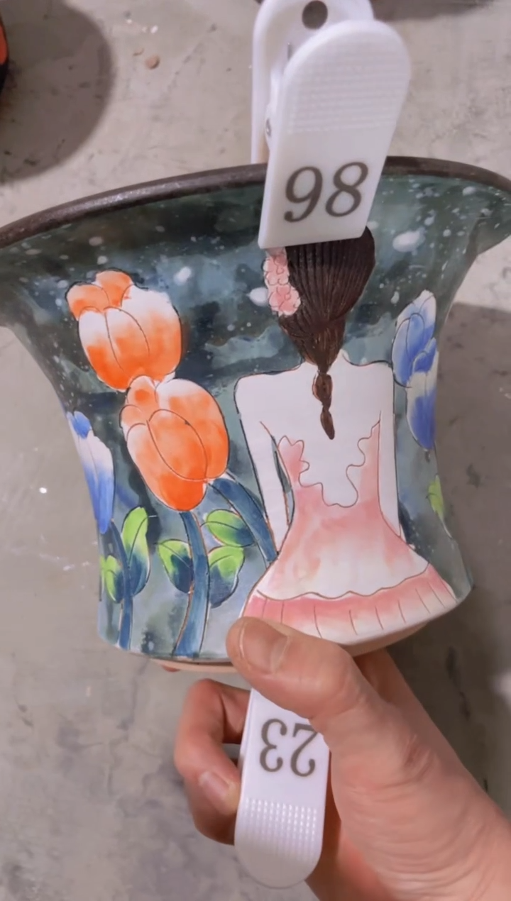 摆件98陶花岛花盆罐—手工痕迹默认，大小会有1-2公分误差