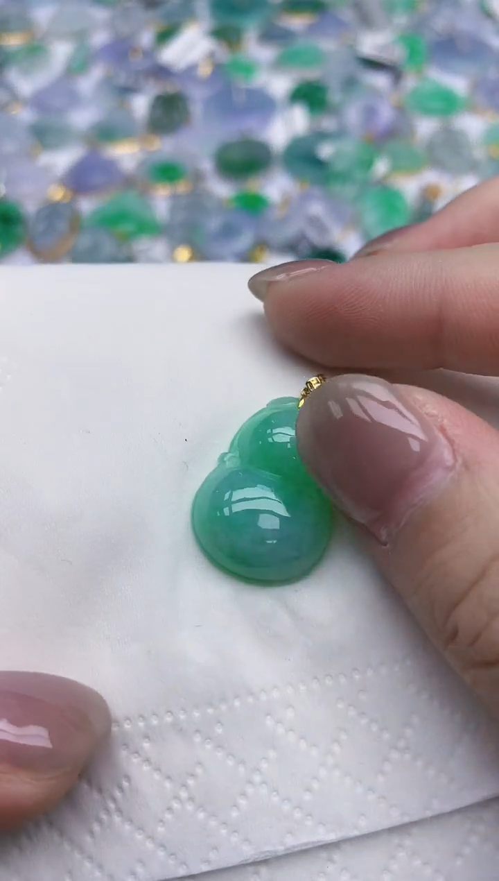 【闪购商品】翡翠颈饰18K金镶嵌天然翡翠A货