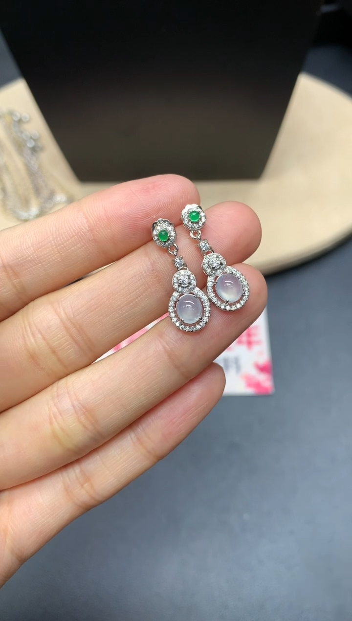 【闪购商品】翡翠耳饰银S925镶嵌蛋面【多样性发其一】