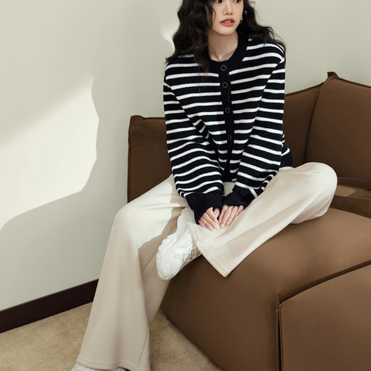 阔色灰色蝴蝶结绑带休闲裤直筒裤2025秋新款女黑色KSF2408011