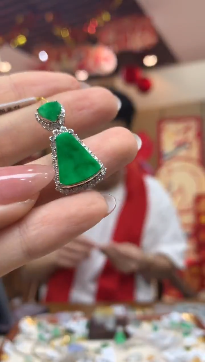 吊坠(不含链)18K金镶嵌翡翠无事牌