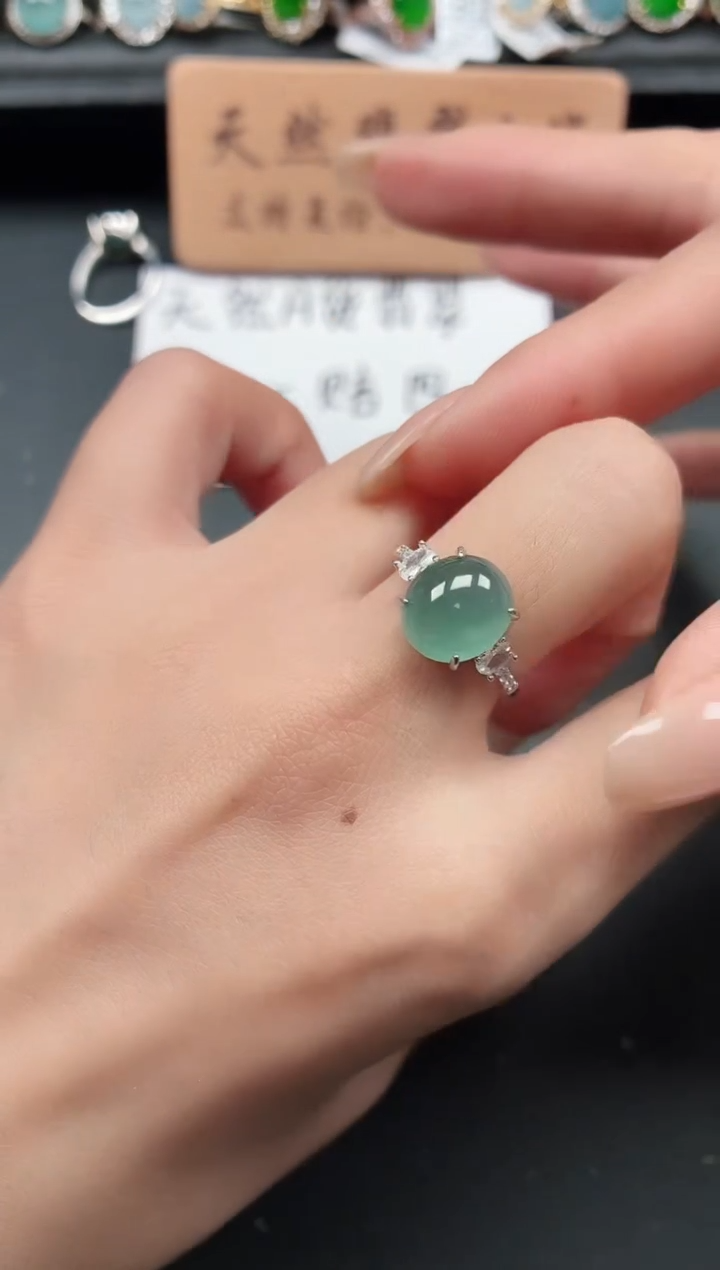 银S925镶嵌戒指翡翠111