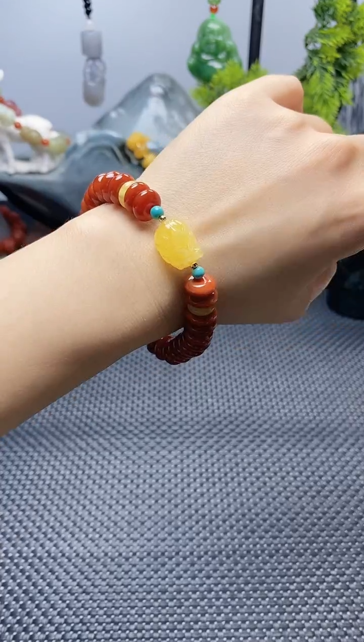 【闪购商品】玛瑙/玉髓手链未镶嵌算盘珠貔貅手串