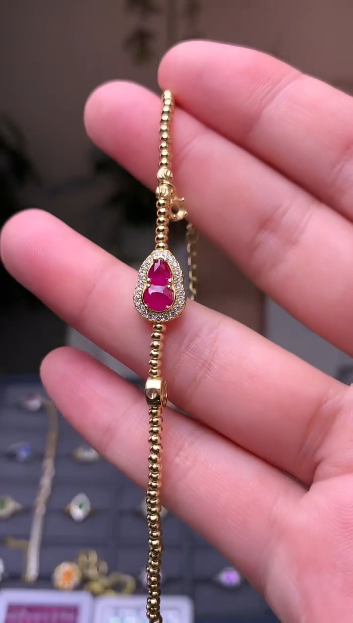 银S925镶嵌手链红宝石手链