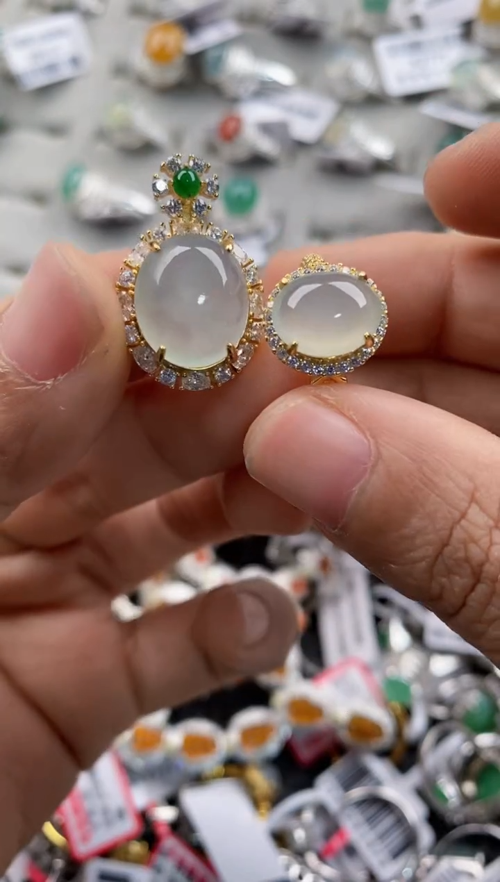 银S925镶嵌戒指翡翠333    8