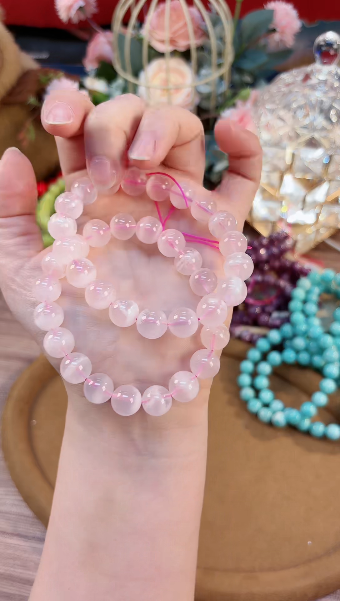 【闪购商品】水晶手链未镶嵌DL2131粉雪花幽灵水晶10+